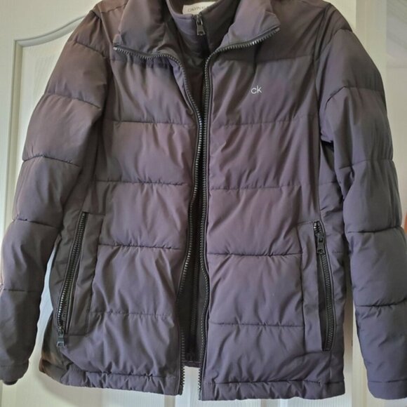 Calvin Klein Insulated Classic Puffer Jacket Ribbed Storm Grey S - Picture 6 of 9